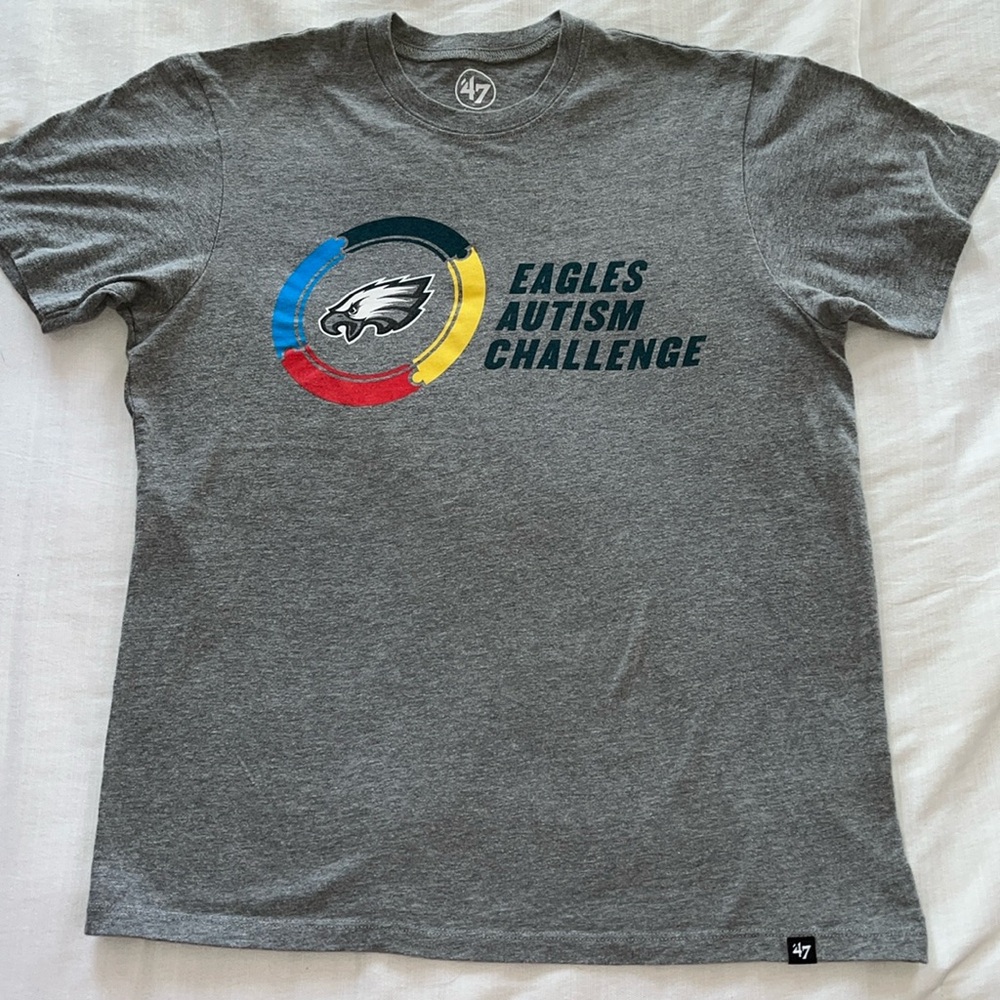💟$3 Bundle Add On💟 47 Brand Eagles Autism Challenge Men's T-Shirt - Gray